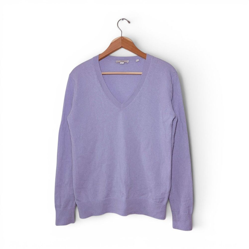 Vince Weekend V-neck 100% Cashmere Sweater Lilac Purple Small